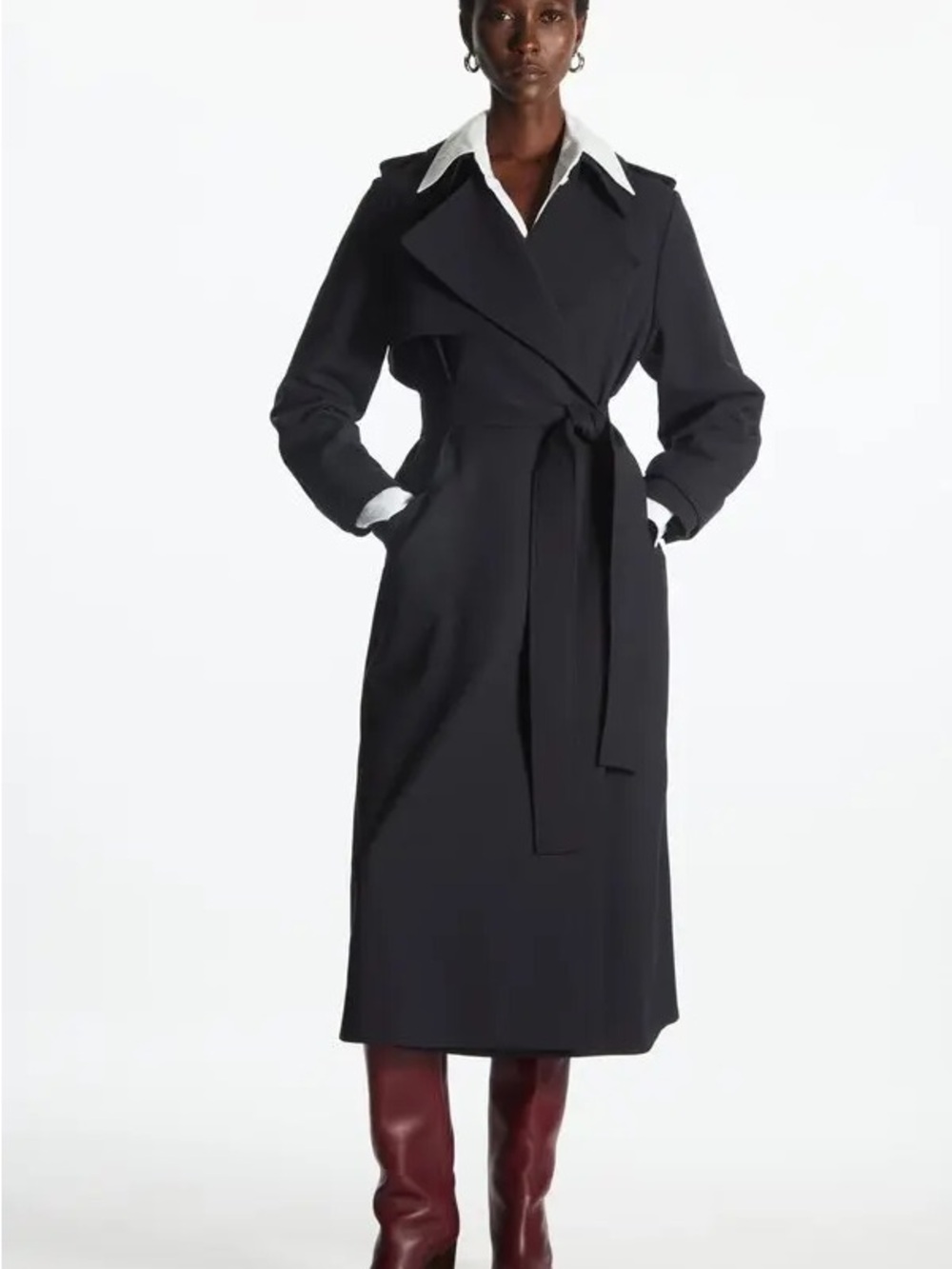 COS Black Trench Coat